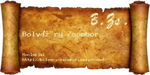 Bolváry Zsombor névjegykártya
